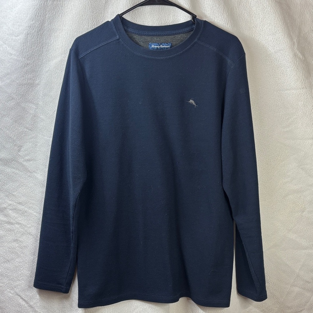 Tommy Bahama Navy Long Sleeve Textured Knit Tee Shirt Men’s Medium